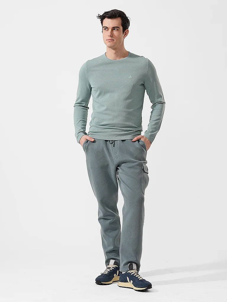 Rundhalspullover MARC O'POLO "aus zertifizierter Bio-Baumwolle", Damen, Gr. L, midnight moss, Obermaterial: 100% Baumwolle, unifarben, Rundhals, Pullover Rundhalspullover 3
